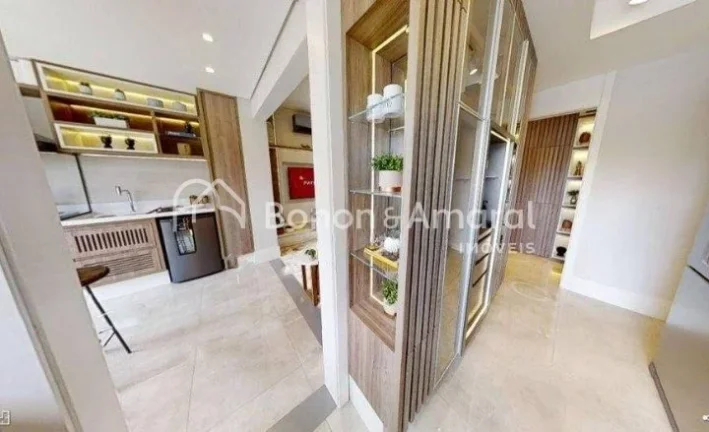 Imagem Apartamento moderno, com living integrado à cozinha e à varanda gourmet com churrasqueira, lavabo,...