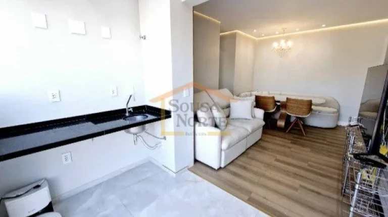Imagem Apartamento com 60 m², 2 dormitórios, sendo 1 suíte, sala integrada à varanda com espaço gourme...