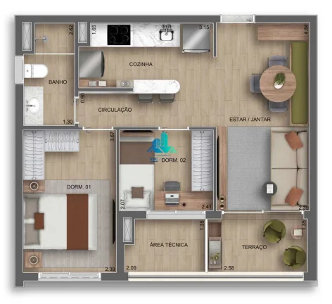 Imagem Apartamento à venda, na Vila Azevedo, com 2 quartos, 53m2, 1 vaga