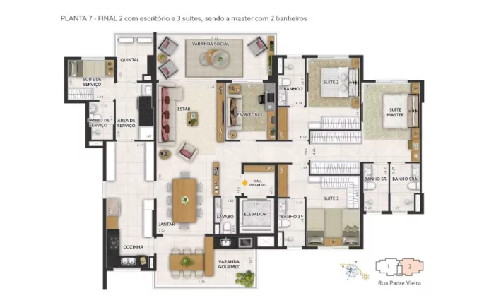 Imagem Luxuoso apartamento à venda no Jardim, Santo André-SP, 4 quartos, 3 suítes, 4 banheiros, 3 vagas na Condomínio Epic Patriani.