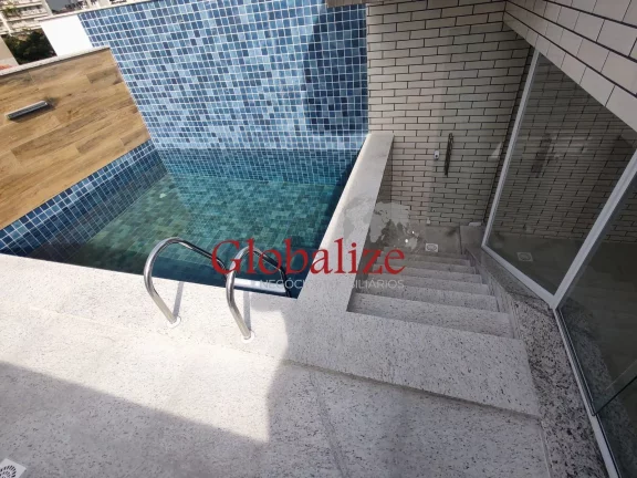Imagem Sobreposta alta duplex com 4 suítes sendo 1 com banheira de hidromassagem na Ponta da Praia em Santos (SP) por R$.1.950.000,00