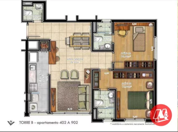Imagem No Passo da Areia, 2 suites, 2 vagas e infraestrutura.