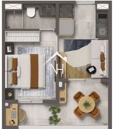 Imagem Apartamento no Brooklin de 30m c/ 1 dormitório integrado ao terraço, churrasqueira, piscina, bicicletário, coworking, fitness, lavanderia, beach tenis