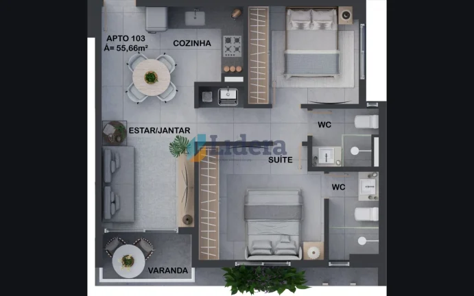 Imagem Apto á venda - 2 quartos - 1 suíte -55.66m²- Intermares, Cabedelo/Pb