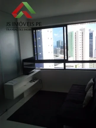 Imagem Flat de luxo para locação em Recife-PE, no bairro Setubal - 1 quarto, 1 suíte, 2 salas, 1 banheiro, 1 vaga, 30m².