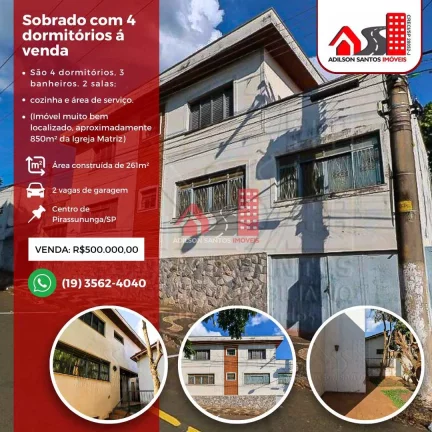 Sobrado com 4 dorms, Centro, Pirassununga - R$ 500 mil, Cod: 85