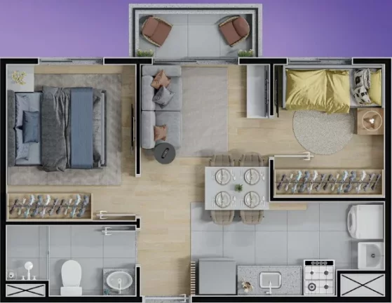 Imagem Apartamento à venda em São Paulo-SP, Vila das Belezas: 2 quartos, 1 banheiro, 36,17 m² - Condomínio Rev Home Club.