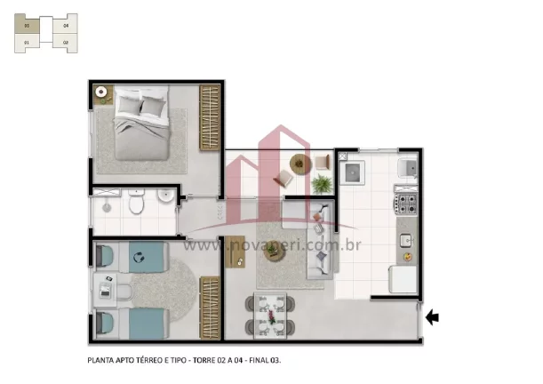 Imagem Apartamento à venda em Franco da Rocha-SP, Vila Olinda: 2 quartos, 1 sala, 1 vaga, 55,16m². Venha conferir!
