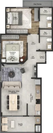 Imagem Apartamento com 1 suíte mais 1 dormitório em Gravatá - Navegantes a venda com a Adriano Carpes Imóveis