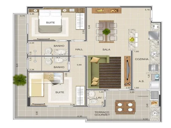 Imagem APARTAMENTO COM 78 m² - MIRIM - PRAIA GRANDE SP