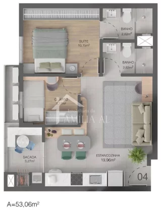 Imagem APARTAMENTO 1 SUÍTE + 1 QUARTO - ARTUS RESIDENCIAL NO ANITA GARIBALDI