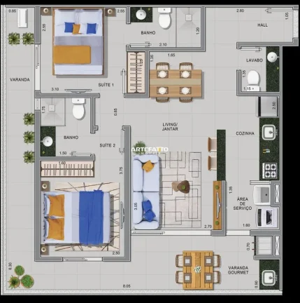 Imagem Apartamento a venda no Itaguá perto da Praça do Cristo 2 suítes, lavabo e 1 vaga