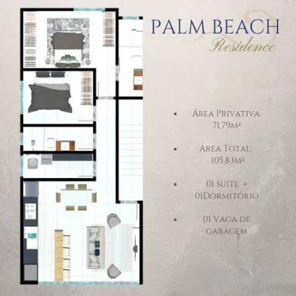 Imagem Apartamento à Venda em Tabuleiro, Barra Velha – 2 Dorm, Suíte, 73,5m², 20m do Mar