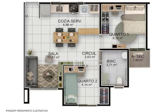 Imagem Apartamento em condomínio fechado (na planta), 2 dormitórios à venda por R$ 198.873,09 - NEO TIRADENTES Condomínio Club - Zoobotânico - Teresina/PI