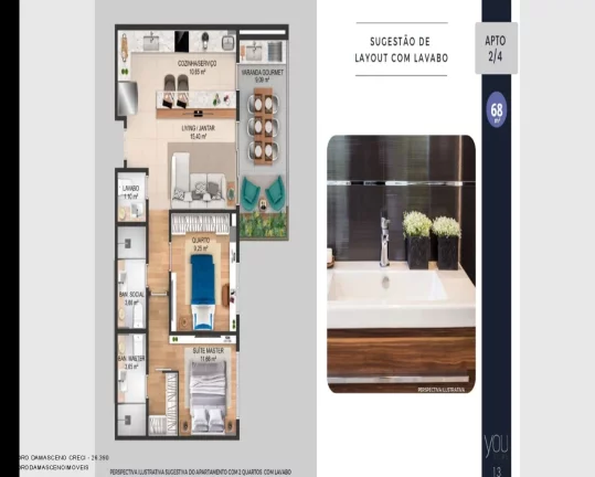 Imagem Oportunidade única! Apartamento à venda em Vilas do Atlântico, Lauro de Freitas-BA: 2 quartos, 1 suíte, 2 salas, 1 banheiro, 1 vaga de garagem, 68m².