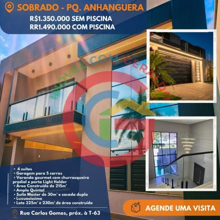 Imagem Sobrado Novo 4 suítes. 5 Vagas. C/ Piscina. Parque Anhanguera.