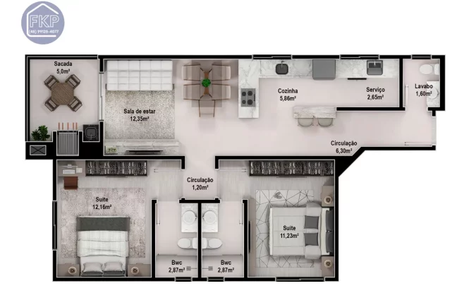 Imagem Apartamento 2 suítes!