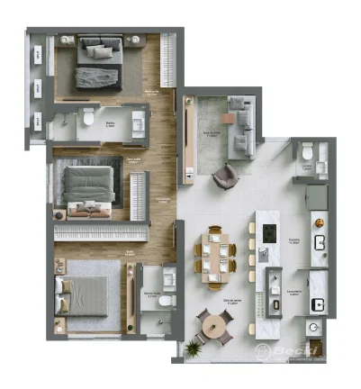 Imagem Apartamento no Centro de Joinville, 3 Suítes, 117m²