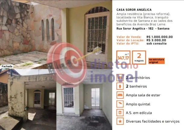 Imagem CASA TÉRRA VENDE /ALUGA 147m² 2 QUARTOS 2 VAGAS SANTANA SÃO PAULO