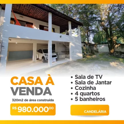 Casa para Venda em Natal, Candelária, 4 dormitórios, 4 suítes, 5 banheiros, 2 vagas