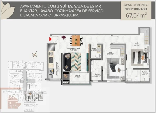 Imagem 30 metros del MAR - Deptos con 2 suítes - Cochera - Piscina