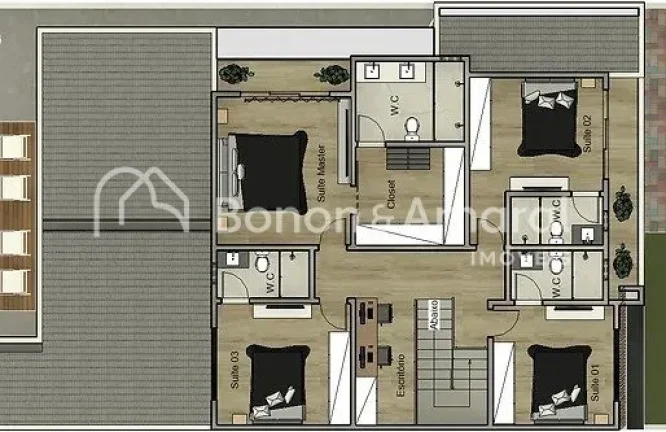 Imagem Sobrado novo à venda com 4 quartos sendo 4 suítes, todas com armários planejados, ar condicionado...