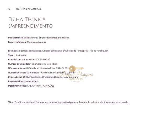 Imagem Terreno em Condomínio para Venda em Teresópolis / RJ no bairro Sebastiana