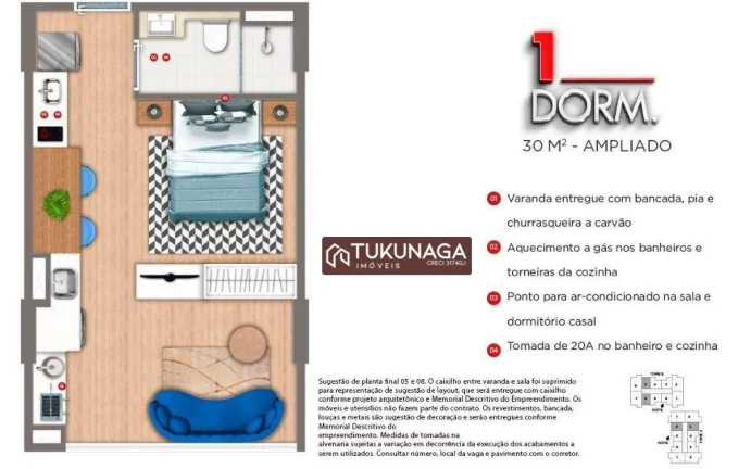 Imagem Apartamento com 1 quarto à venda, 58 m² por R$ 320.000 - Picanço - Guarulhos/SP