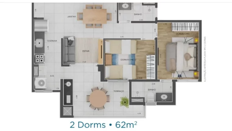 Imagem Apartamento à venda em Santo André-SP no bairro Campestre! 2 quartos, 1 banheiro, 1 vaga de garagem, 63m². Conheça o Icony Campestre!