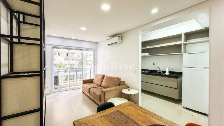 Imagem Apartamento mobiliado para alugar com 1 suíte e 1 vaga 49m² - R$5.172,00 pacote Alphaville - Barueri/SP