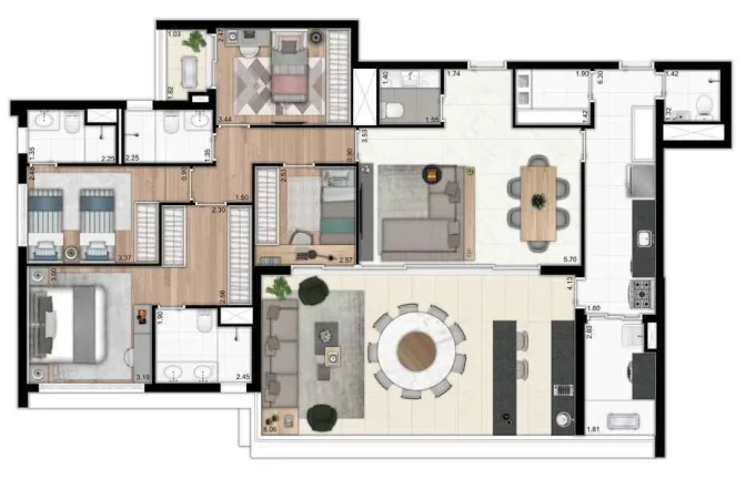Imagem Os apartamentos são amplos e bem distribuídos, com plantas de 81m², sendo 2 suítes e 1 vaga para...