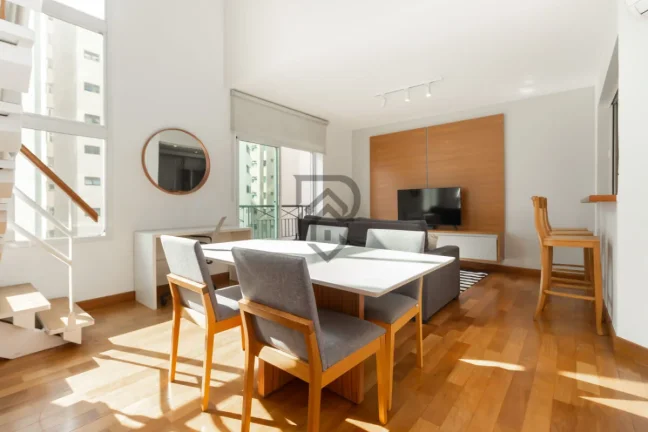 Imagem Apartamento Duplex em Pinheiros, sala pé direito duplo