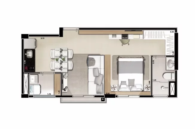 Imagem Studio de alto padrão no New Park Mbigucci: 1 quarto, 1 banheiro, 1 vaga em condomínio na Aclimação, SP. Agende sua visita!