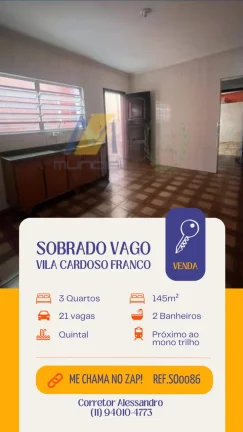 Imagem Aconchegante Sobrado para Venda na Vila Cardoso Franco - SP