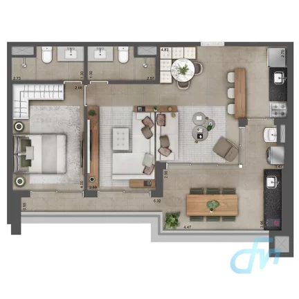 Imagem Verve Pinheiros - Apartamento Alto Padrão com 71 m², 2 quartos sendo 1 suíte e 1 vaga em Pinheiros, São Paulo/SP