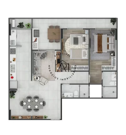 Imagem Apartamento na Planta para Venda em Praia Grande, Aviacao, 2 dormitórios, 1 suíte, 1 vaga