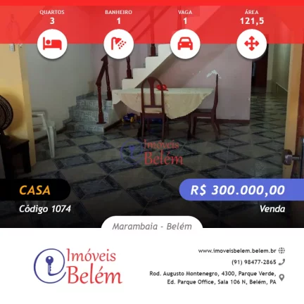 Imóveis Belém vende casa na Marambaia