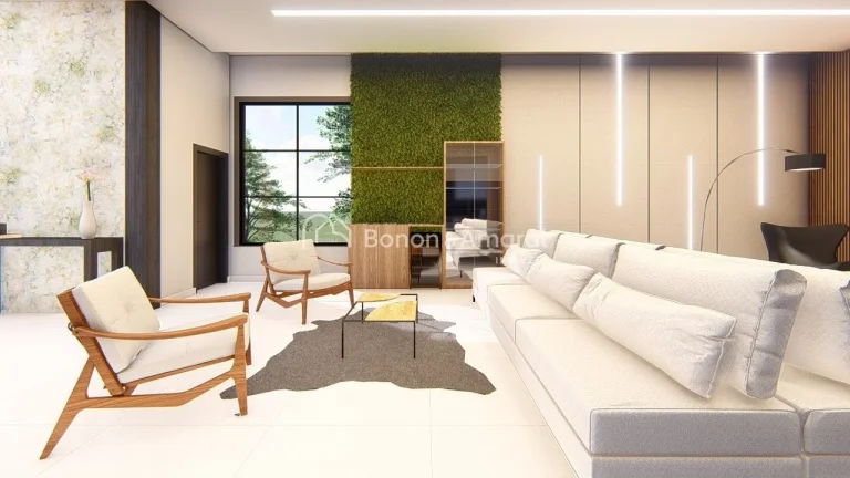Imagem Casa em construção com sala com pé direito duplo, cozinha, churrasqueira fechada e coberta integr...
