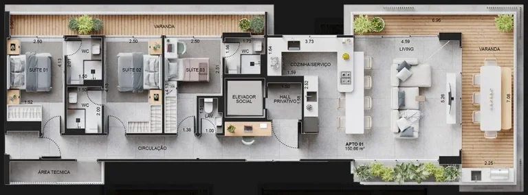 Imagem APARTAMENTO COM 150.66 m² - BOQUEIRÃO - PRAIA GRANDE SP