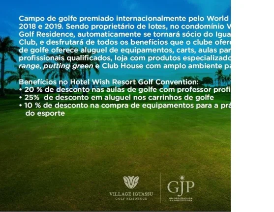 Imagem TERRENO À VENDA NO CONDOMÍNIO VILLAGE IGUASSU GOLF RESIDENCE.