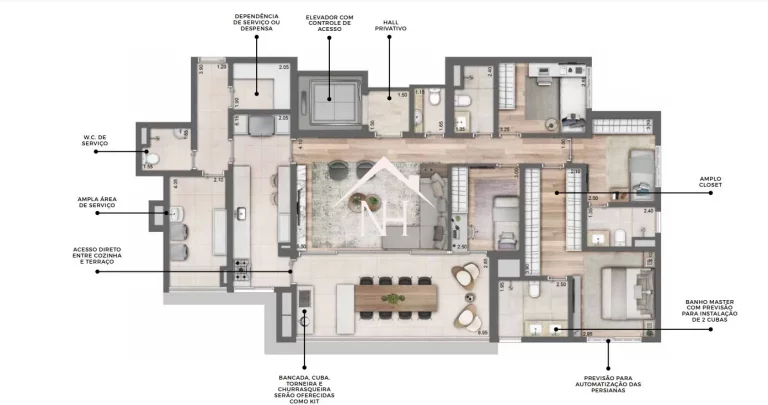 Imagem Apartamento de 162m c/ hall privativo,4 dormitórios (2 suítes),terraço gourmet,piscina coberta,deck,beach tennis,brinquedoteca,fitness,sauna,2 vagas