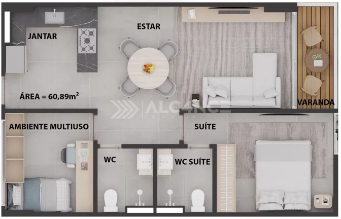 Imagem Quisque - 56,57 m² - Cabo Branco, João Pessoa/PB