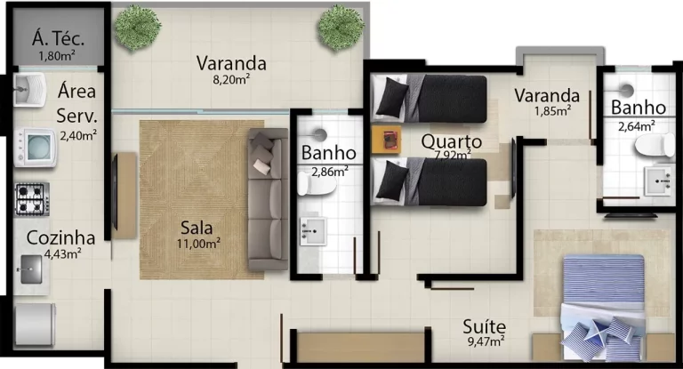 Imagem Apartamento, 02 Quartos, 01 Suite, 01 Vaga de Garagem, Area de Lazer, Avenida Oceânica, Praia do Morro, Guarapari - ES