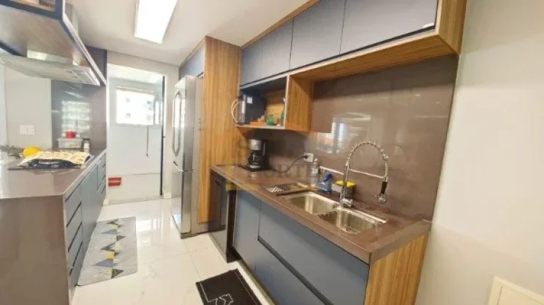 Imagem Apto 145m², 3 suítes, sala ampla, lavabo, sacada com churrasqueira, cozinha americana, área de se...