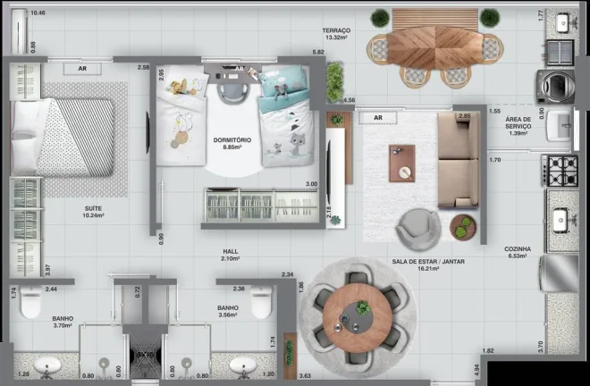 Imagem APARTAMENTO COM 74.59 m² - AVIAÇÃO - PRAIA GRANDE SP