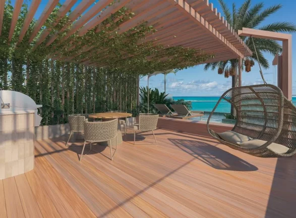 Imagem Apartamento térreo com área privativa em L a 120m da praia de Camboinha - AP1370