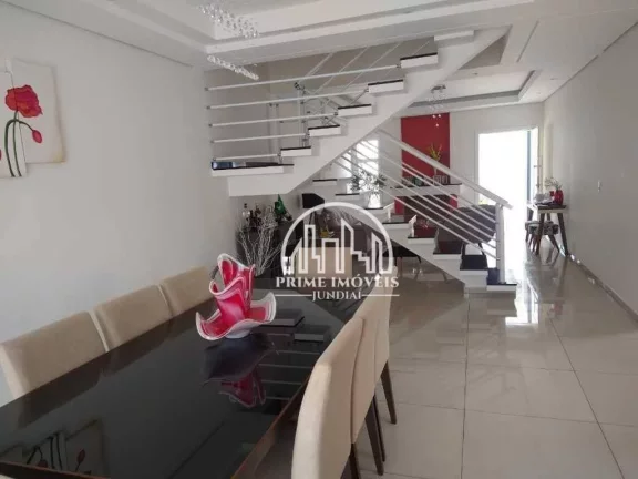 Imagem Lindo sobrado de 287m² AC c/ área gourmet + piscina + bangalô + suíte c/ hidro - Excelente localização! Jardim Caçula, Jundiaí/SP
