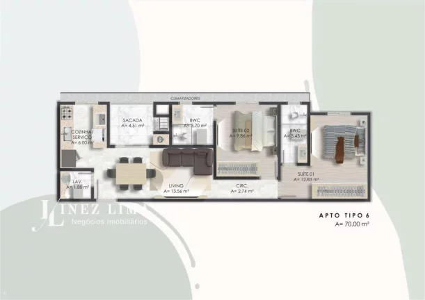 Imagem Apartamento para Venda em Itapema, JARDIM PRAIA MAR, 2 dormitórios, 2 suítes, 3 banheiros, 1 vaga