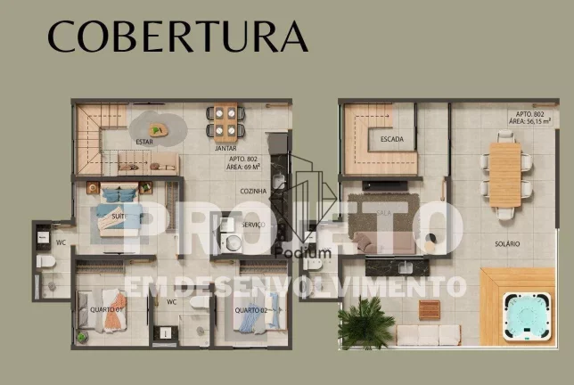 Imagem Cobertura Duplex com jacuzzi privativa no bairro do Aeroclube / Bessa - CO0297