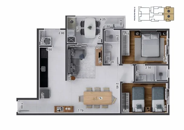Imagem APARTAMENTO COM 73.97 m² - GUILHERMINA - PRAIA GRANDE SP